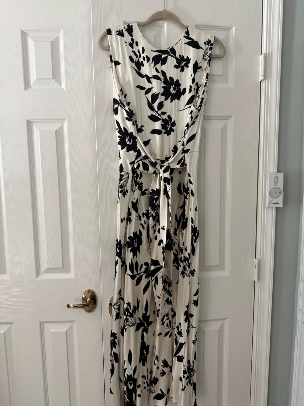 Marks & Spencer Black & Cream Floral Tie-Front Maxi Dress